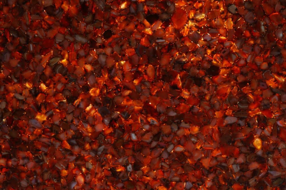 red carnelian back-lit semi precious stone