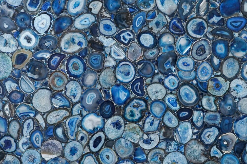 blue agate semi precious stone slab